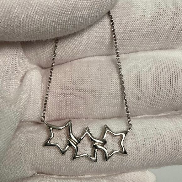 Tiffany & Co. Triple Stars 925 Silver Necklace Rare